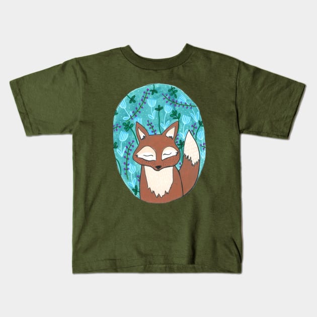 Moonlit Fox Kids T-Shirt by DoodlesAndStuff